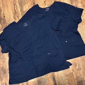 Set of 2 Cherokee Luxe Navy Blue Plus Scrub Tops. Size 3X.